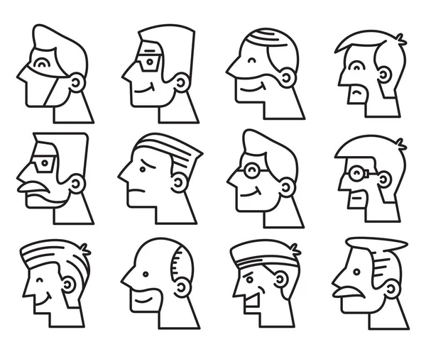 Human Face Side View Profile Avatars Vector — Vetor de Stock