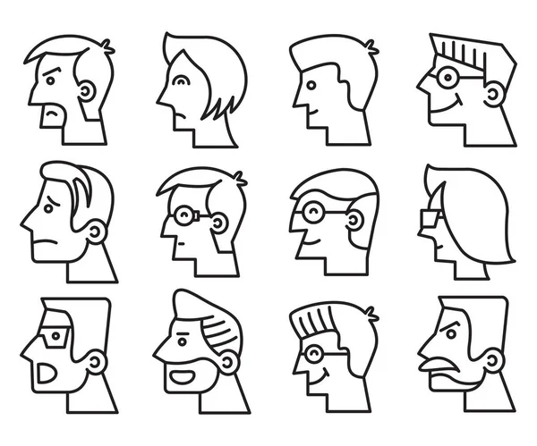 Human Face Side View Profile Avatars Vector — Wektor stockowy