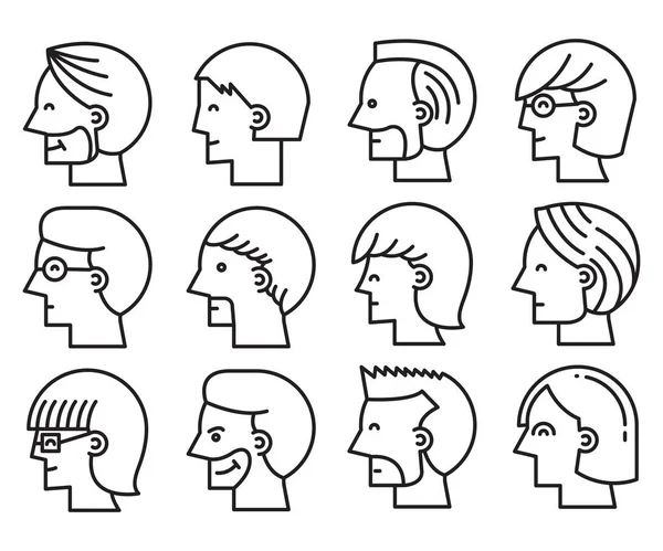 Human Face Side View Profile Avatars Vector —  Vetores de Stock