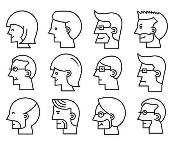 Human Face Side View Profile Avatars Vector —  Vetores de Stock