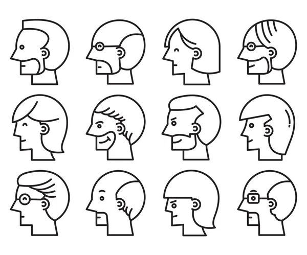 Human Face Side View Profile Avatars Vector — Image vectorielle