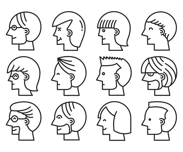 Human Face Side View Profile Avatars Vector — Stock Vector
