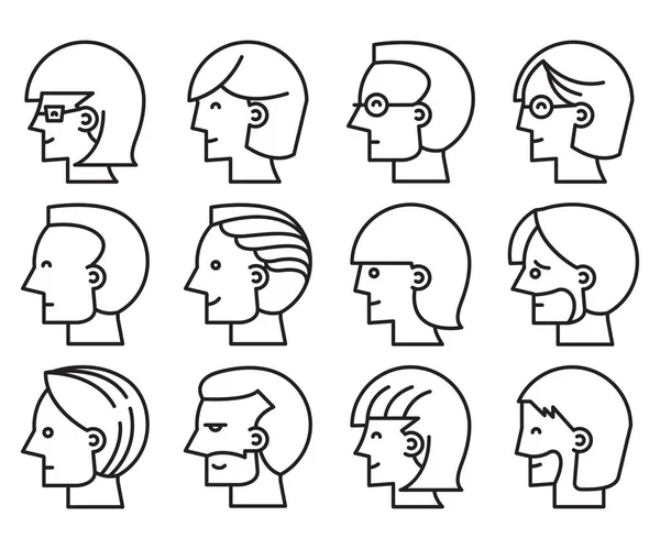 Human Face Side View Profile Avatars Vector — Vettoriale Stock