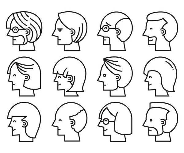 Human Face Side View Profile Avatars Vector — Vettoriale Stock