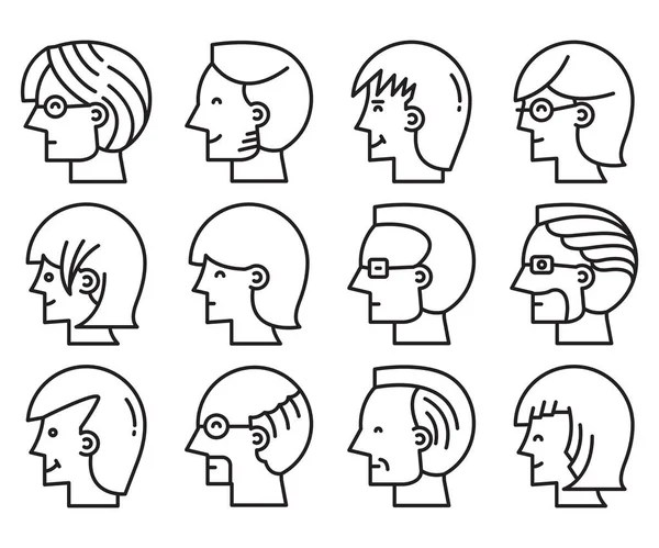 Human Face Side View Profile Avatars Vector — ストックベクタ