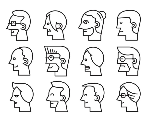 Human Face Side View Profile Avatars Vector — Vettoriale Stock