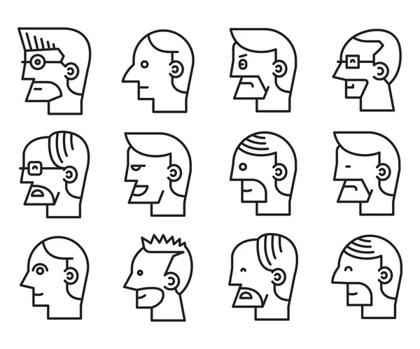 Human Face Side View Profile Avatars Vector — Stock Vector