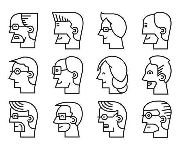 Human Face Side View Profile Avatars Vector — Stock Vector