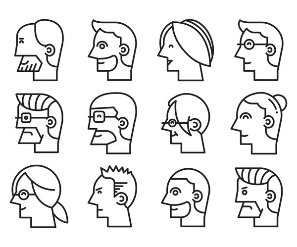Human Face Side View Profile Avatars Vector — Stockvector