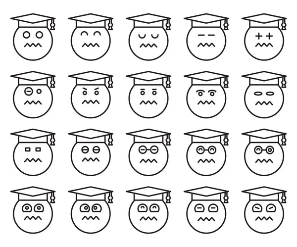 Graduate Student Emoticons Set Vector — Stockvector