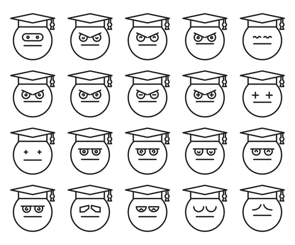 Graduate Student Emoticons Set Vector — Stock Vector