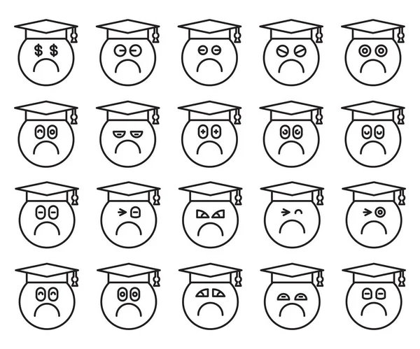 Graduate Student Emoticons Set Vector — Stockvector