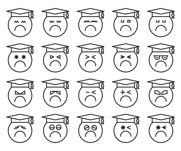 Graduate Student Emoticons Set Vector — Stok Vektör