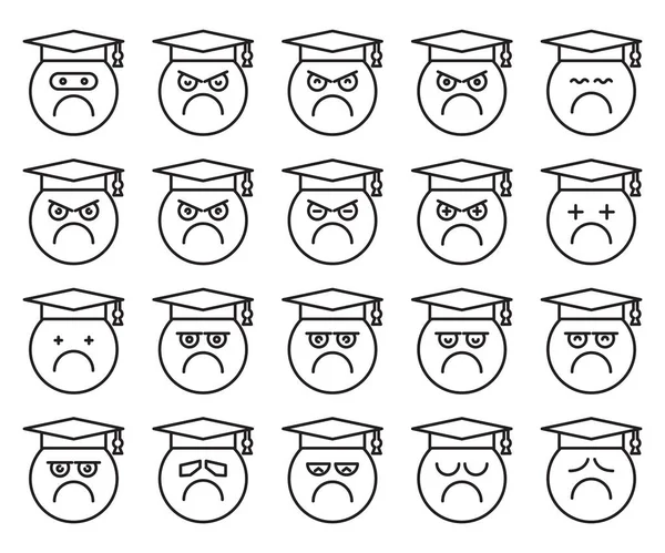 Graduate Student Emoticons Set Vector — Stock vektor