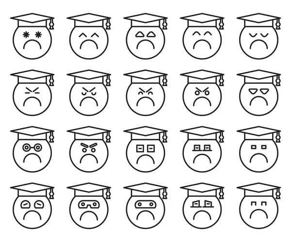 Graduate Student Emoticons Set Vector — Stok Vektör