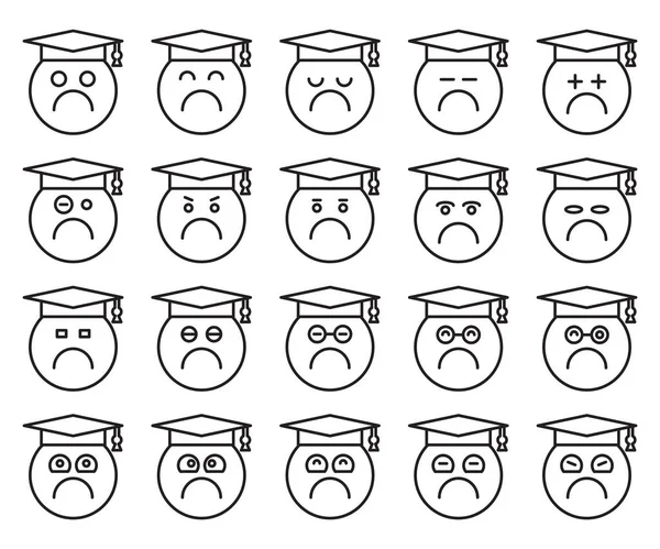 Graduate Student Emoticons Set Vector — Διανυσματικό Αρχείο