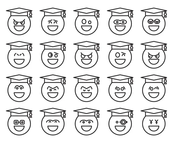 Graduate Student Emoticons Set Vector — Stock vektor