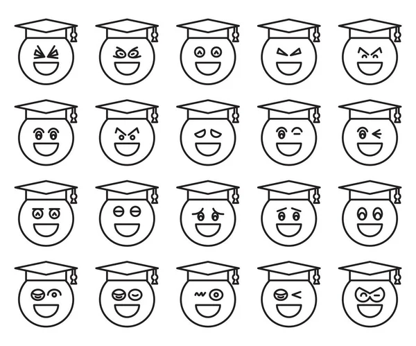 Graduate Student Emoticons Set Vector — Stock vektor