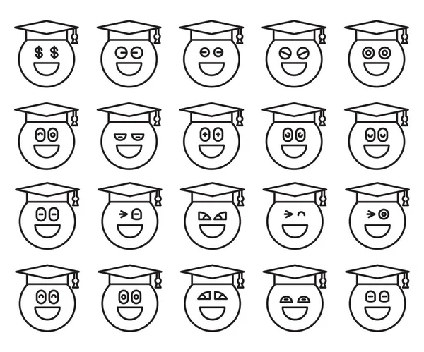 Graduate Student Emoticons Set Vector — Stok Vektör