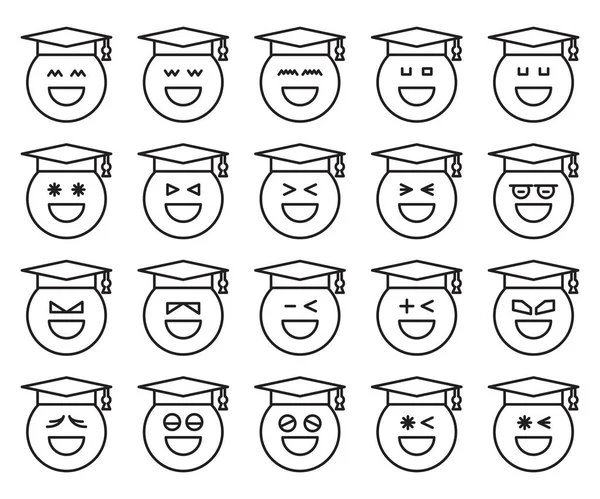 Graduate Student Emoticons Set Vector — Stock Vector