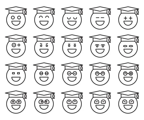 Graduate Student Emoticons Set Vector — Stock vektor