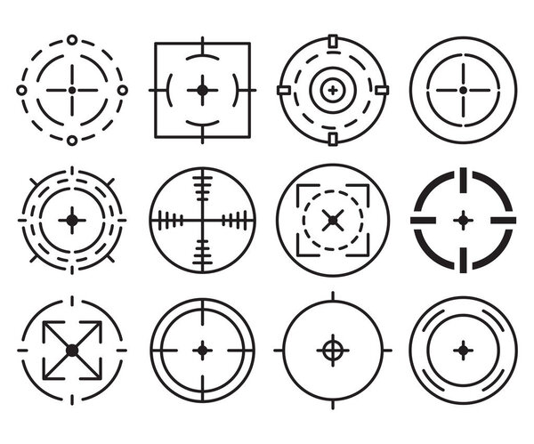 crosshair, dart and target aim icons vector