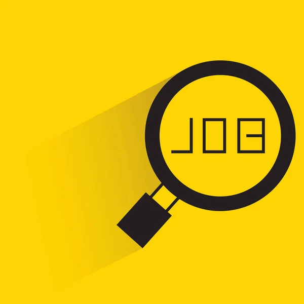 Magnifier Glass Job Search Shadow Yellow Background — Διανυσματικό Αρχείο