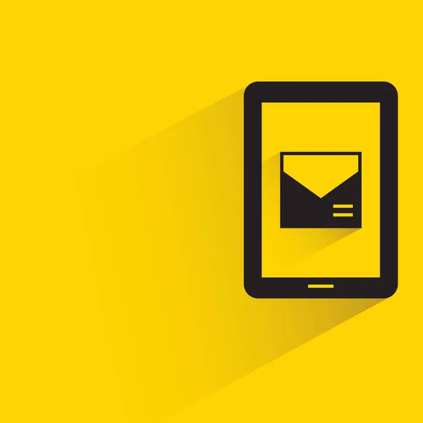 Email Mobile Phone Shadow Yellow Background — Wektor stockowy