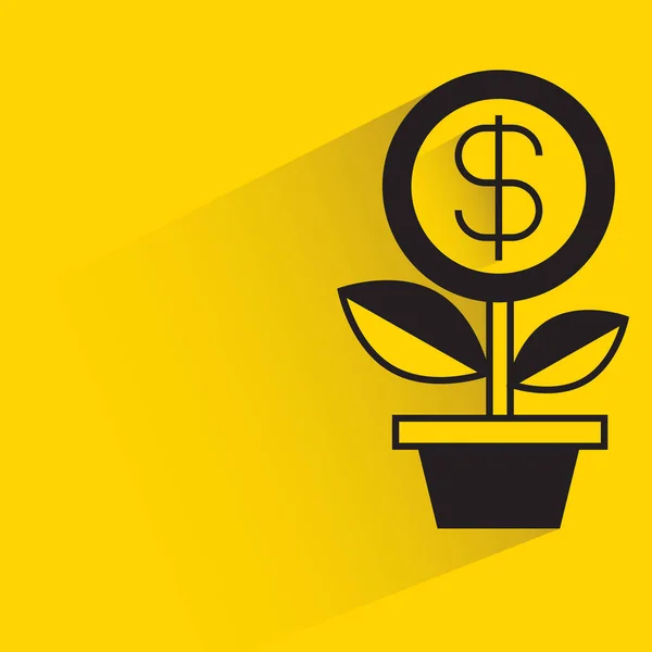 Dollar Plant Investment Concept Shadow Yellow Background — Stockvector