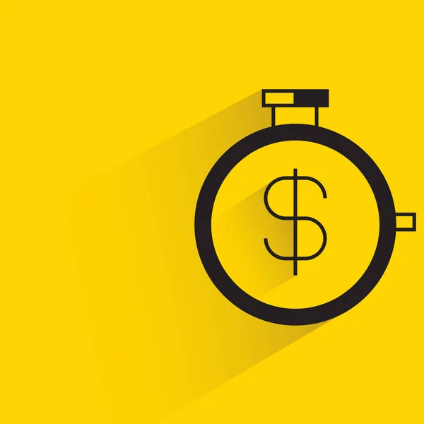 Dollar Timer Shadow Yellow Background — Vector de stock