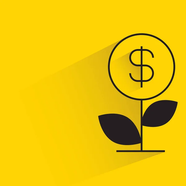 Dollar Plant Investment Concept Shadow Yellow Background — Stockvector