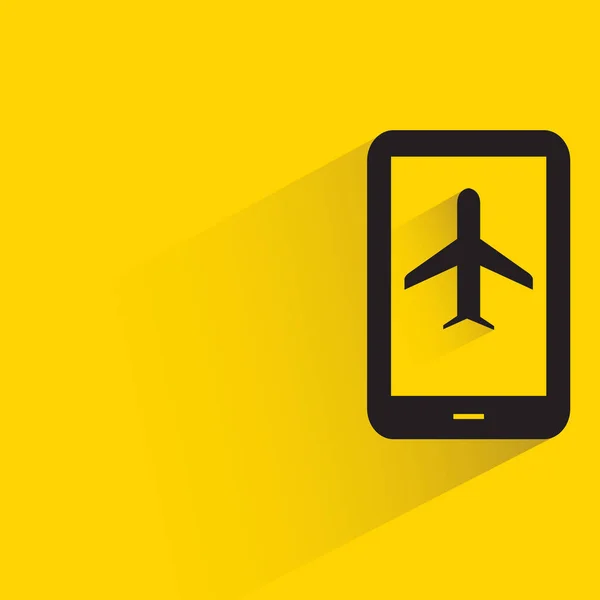 Airline Booking Mobile Phone Shadow Yellow Background — Image vectorielle