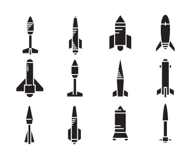 missile and torpedo icons vector set