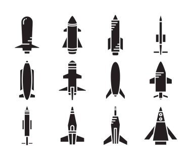 missile and torpedo icons vector set