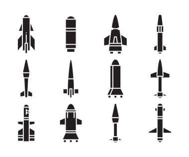 missile and torpedo icons vector set