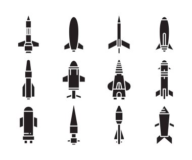 missile and torpedo icons vector set