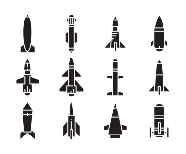 missile and torpedo icons vector set