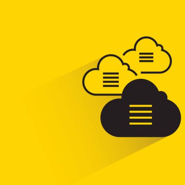 cloud computing with shadow on yellow background