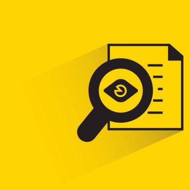 magnifier scan document with shadow on yellow background