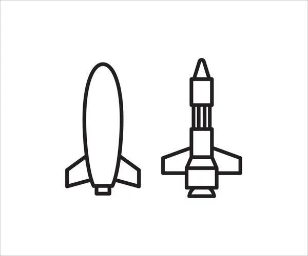 Rocket Missile Icons Set Line Design — Vector de stock