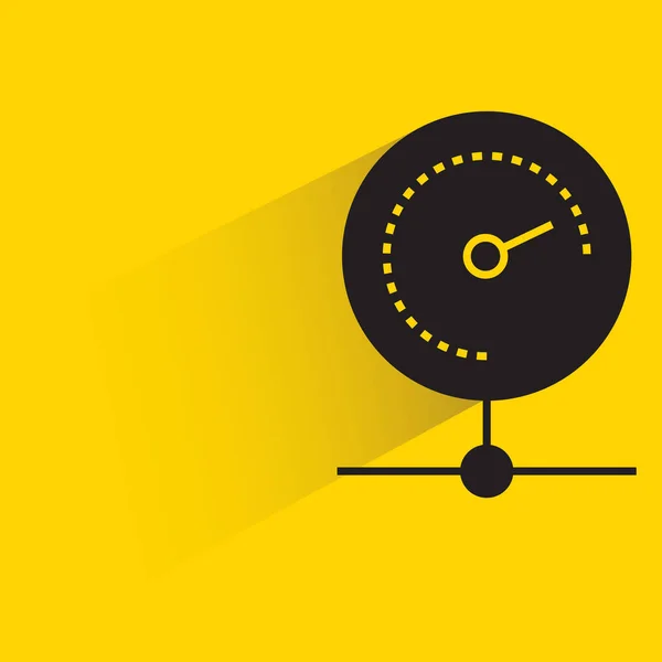 Speedometer Gauge Shadow Yellow Background — Vetor de Stock