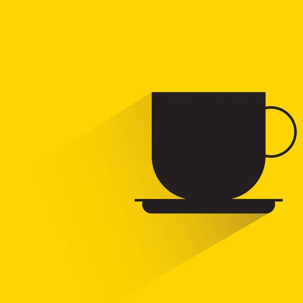 Coffee Cup Shadow Yellow Background — Vector de stock