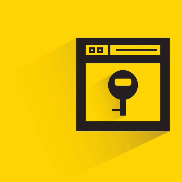 Web Key Shadow Yellow Background - Stok Vektor