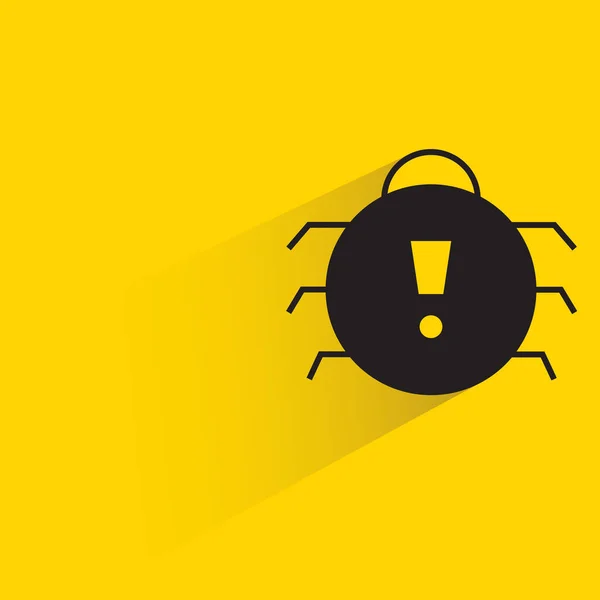Internet Bug Malware Shadow Yellow Background — Vetor de Stock