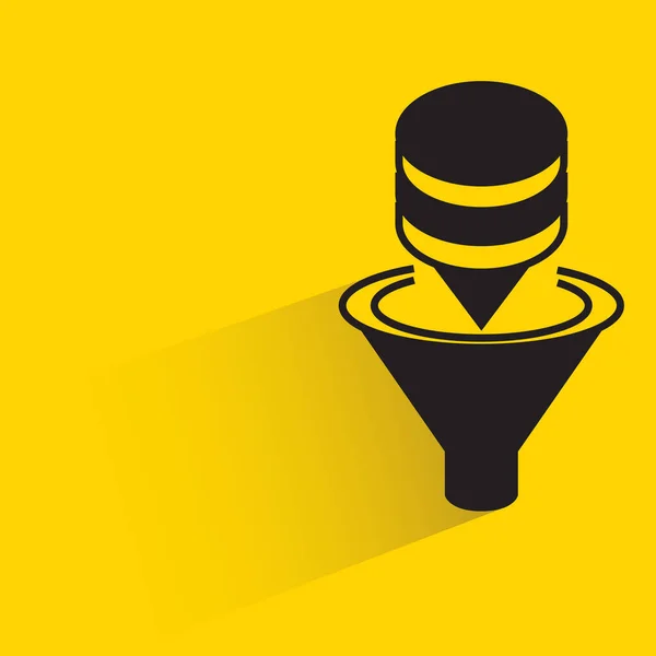 Database Funnel Shadow Yellow Background — Stockový vektor