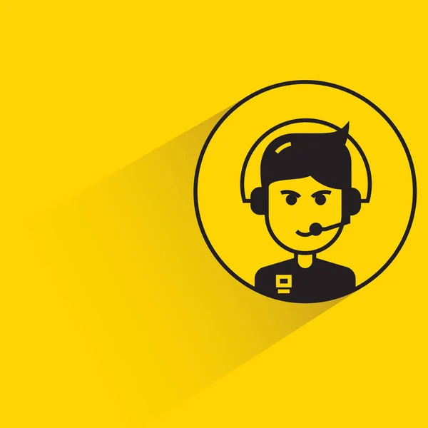 Customer Support Call Center Service Shadow Yellow Background — Wektor stockowy