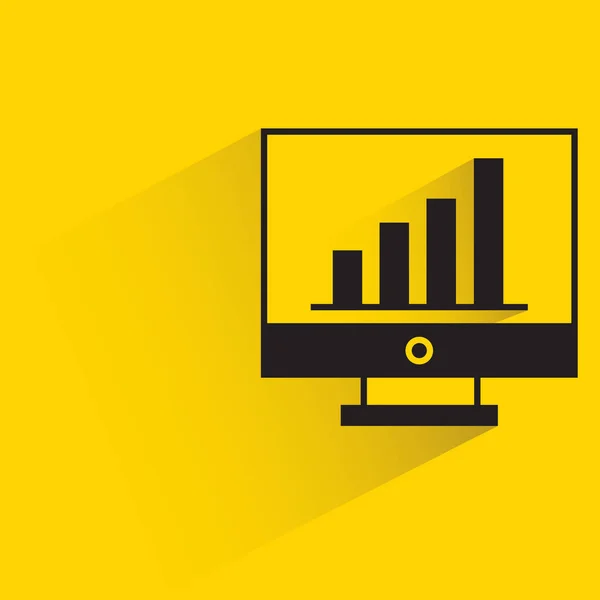 Bar Chart Desktop Computer Shadow Yellow Background — Image vectorielle