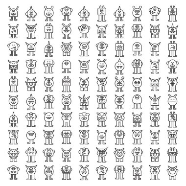 Büyük komik ve sevimli canavar karakter vektörü kümesi