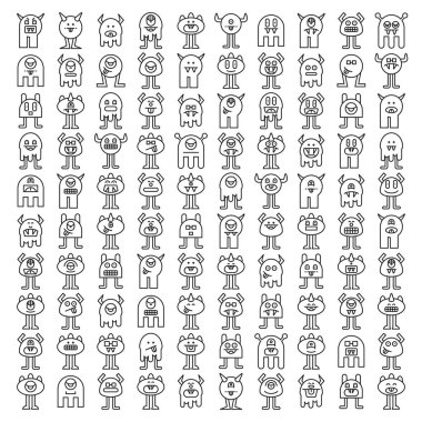 Büyük komik ve sevimli canavar karakter vektörü kümesi