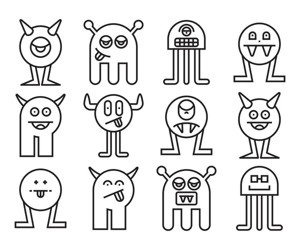 Funny Cute Monster Character Vector Set — ストックベクタ